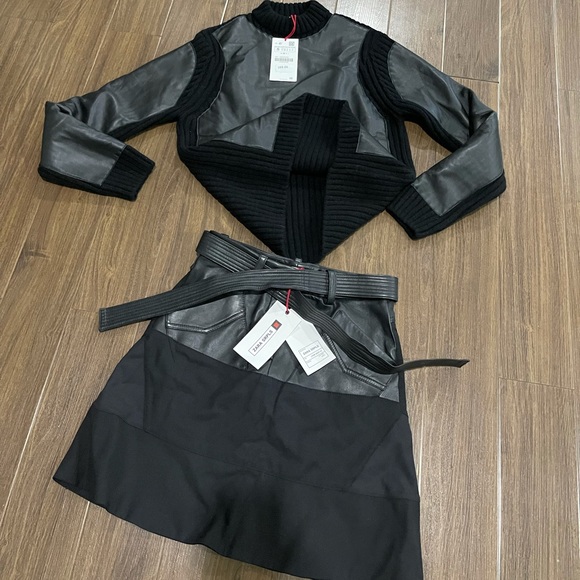 Zara SPRL 💯 leather combinationknit round way set